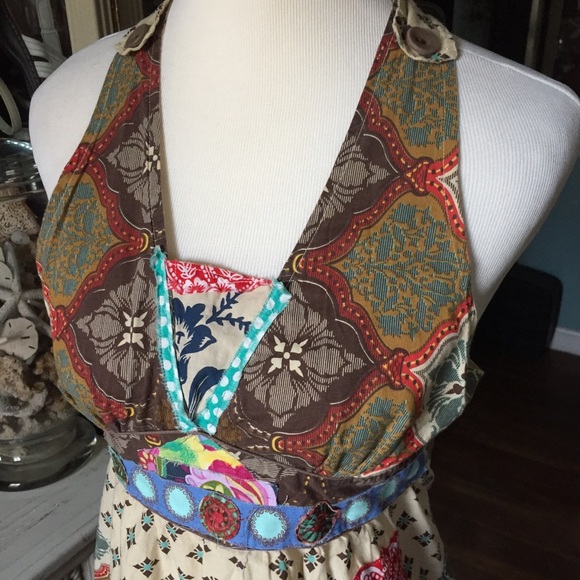 Sew Unruly patchwork boho halter top S - Picture 2 of 6